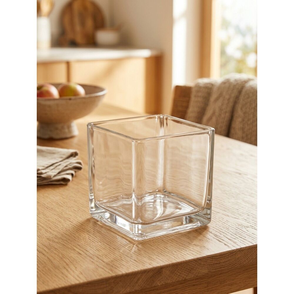 Kameyama Clear Glass Square Cube Candle Holder & Vase